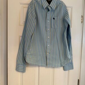 Abercrombie & Fitch Light Blue and White Striped Shirt